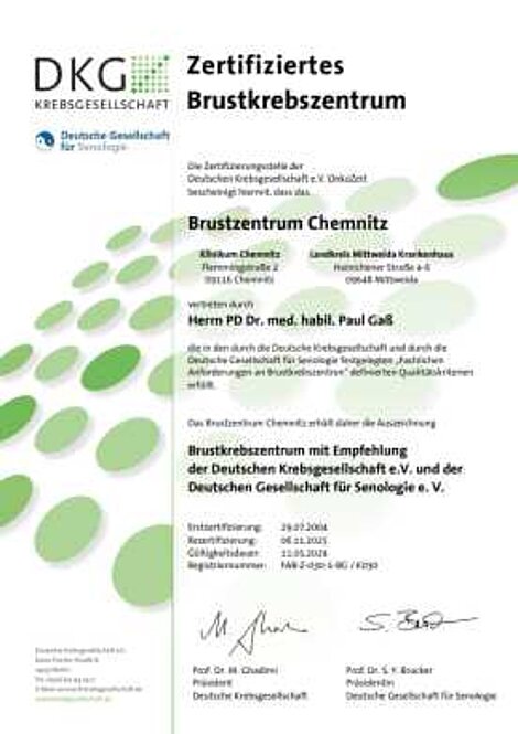 Zertifikat Brustzentrum 2025 - 2029